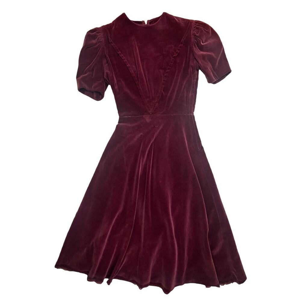 40s vintage dress velvet maroon lanz originals of salzburg